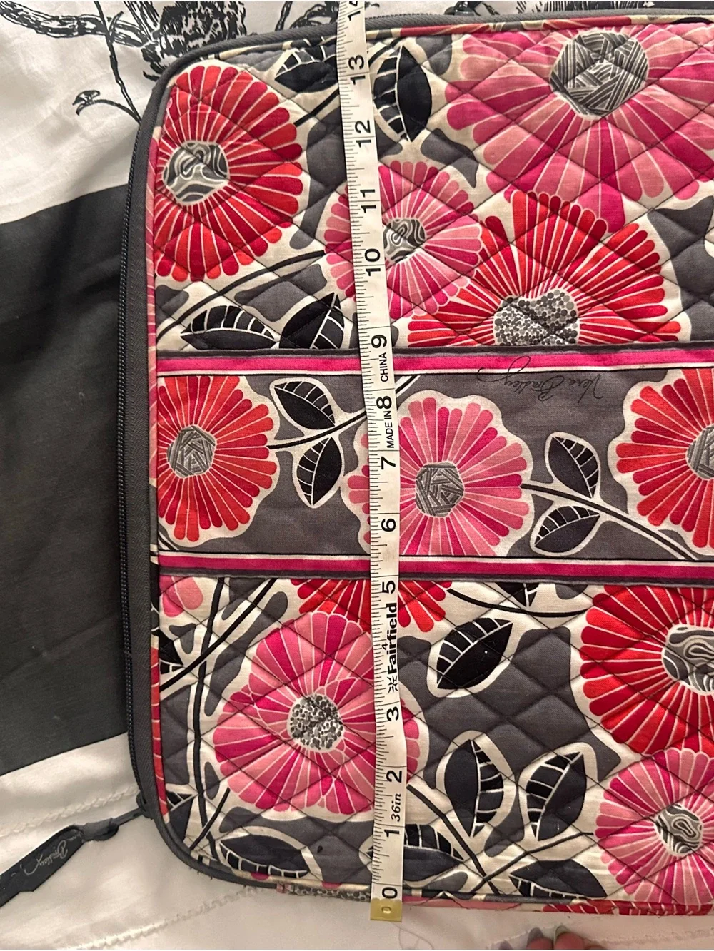 Vera Bradley Floral Quilted Laptop Sleeve in Pink and Gray